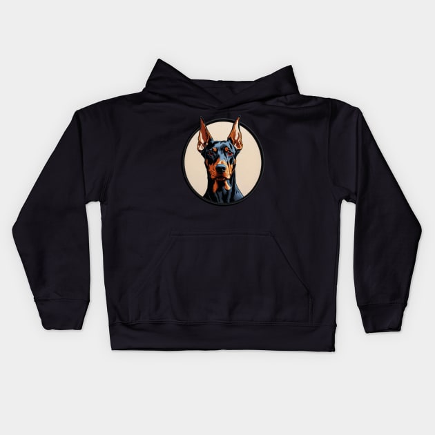 Dobermann Embroidered Patch Kids Hoodie by Xie